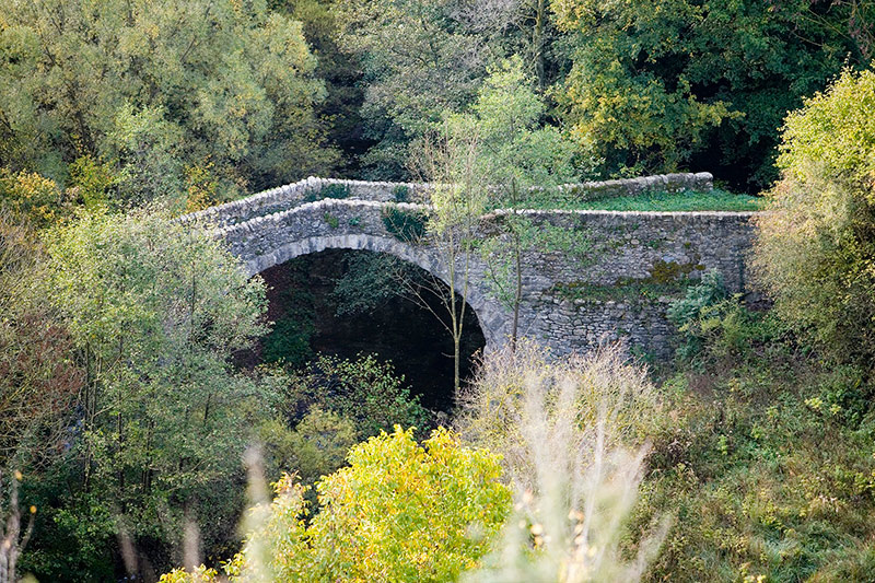 It seems that the bridge was constructed in the fourteenth century by the nobles of Milany, who precisely in the epoch when the bridge was built transferred their residence to Milany castle in Vallfogona.